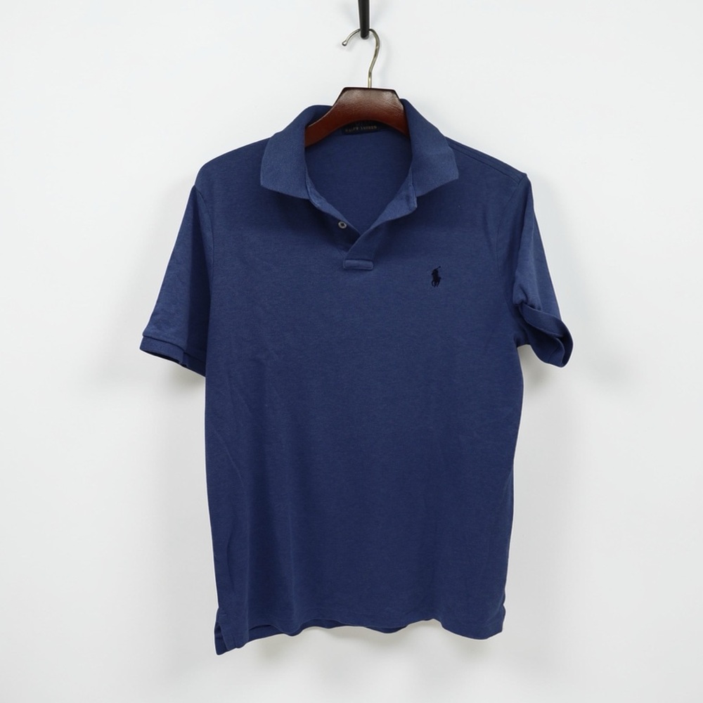 Polo Ralph Lauren Navy Blue Soft Jersey Cotton Polo Shirt Black Pony Logo M